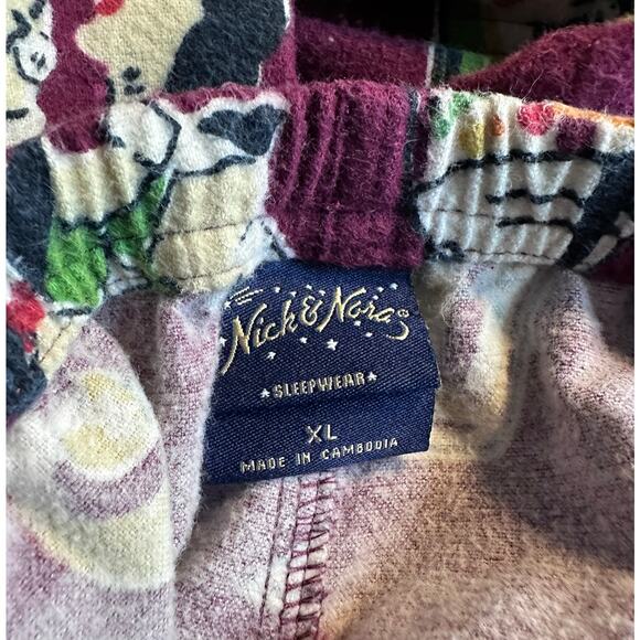 Nick & Nora Sleepwear Pants Mens XL Maroon Retro Cocktail Print Pajama Bottoms - Picture 4 of 6